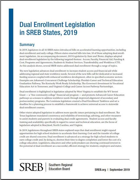 Topic: Dual Enrollment - Southern Regional Education Board 