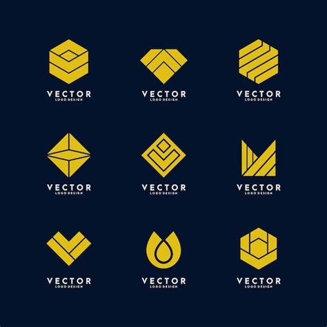 Simple Geometric Logo Design Vector Set Vector Premium