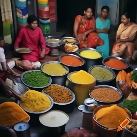 Vibrant Indian Market With Various Food Items On Craiyon