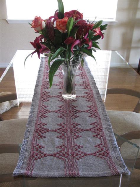 Table Runner Done With Swedish Weaving On Grey Monks Cloth And