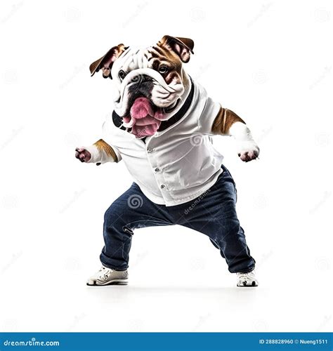 Lovely Bulldog Dancing On White Background Stock Illustration