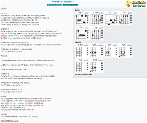 Chord Wonder Of Wonders Tab Song Lyric Sheet Guitar Ukulele