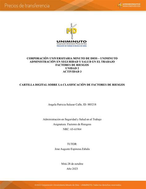 Cartilla Digital Sobre La Clasificación De Factores De Riesgos Laborales Asst Segundo Semestre