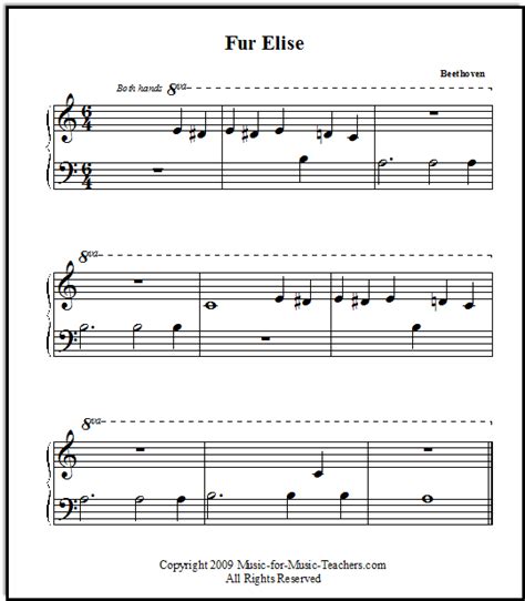 Fur Elise Free & Easy Printable Sheet Music for Beginner Piano