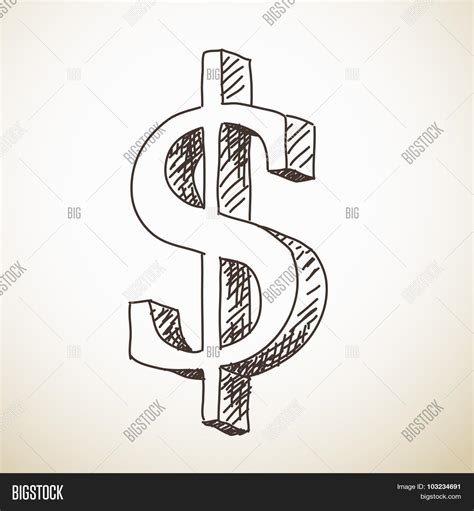 Sketch 3d Dollar Sign Vector And Photo Free Trial Bigstock