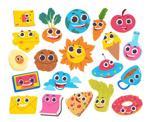 Set of cute smiley comic cartoon character. Happy world smile day with ...