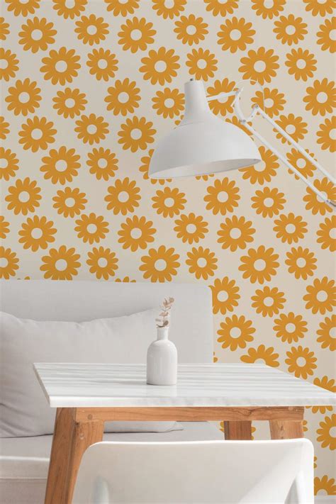 Retro floral Wallpaper - Peel and Stick or Non-Pasted