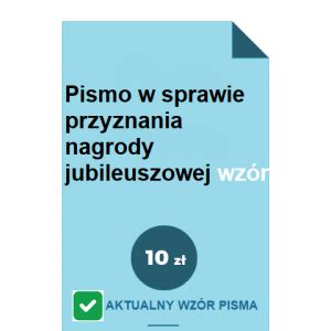 Pismo W Sprawie Przyznania Nagrody Jubileuszowej Wz R Pobierz