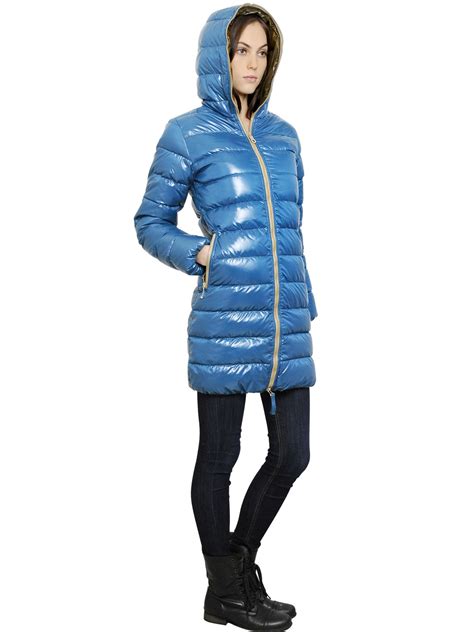 Lyst Duvetica Ace Hooded Shiny Nylon Down Jacket In Blue