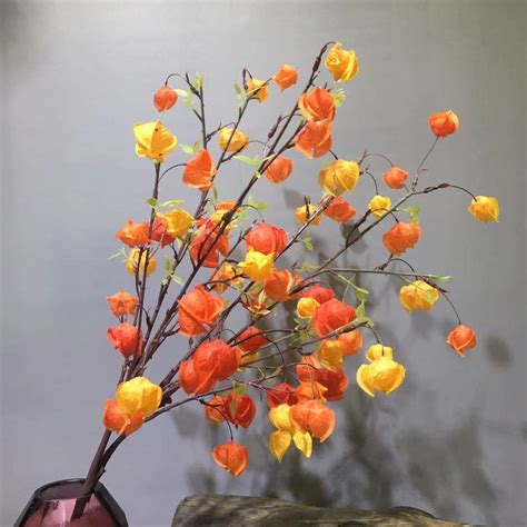 25artificial Flower Chinese Lantern Fruit Stem Wedding Decor Plant