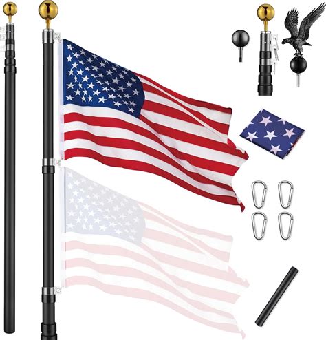 Amazon Yeshom Ft Telescopic Aluminum Flag Pole Kit W Balls