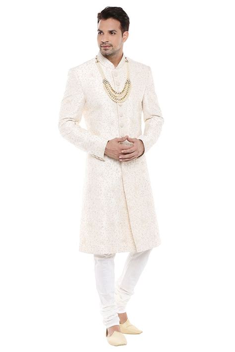 Ivory Textured Sherwani Set Sherwani Wedding Sherwani Texture