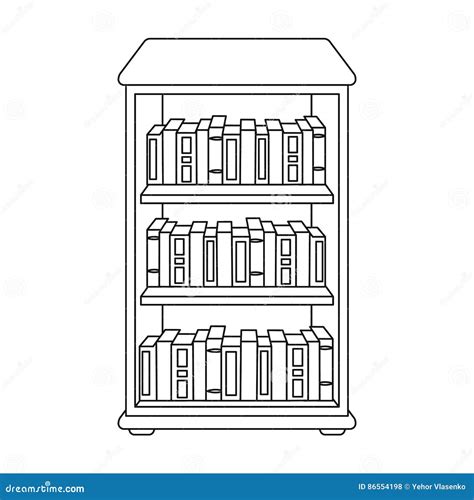 Scaffale Con L Icona Dei Libri Nello Stile Del Profilo Isolata Su Fondo