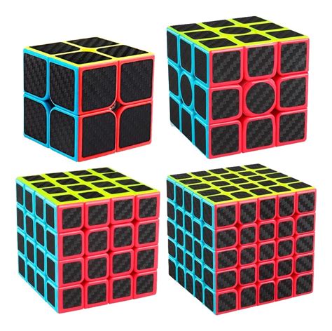 Paquete 4 Cubos Rubik Moyu 2x2 3x3 4x4 5x5 Fibra De Carbono Freek