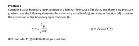 Solved Problem 3 Consider Blasius Boundary Layer Solution Of