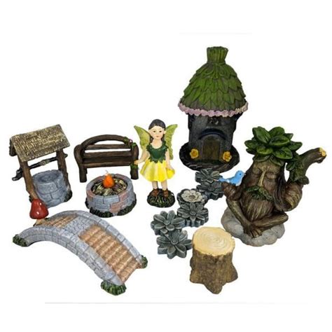 Hunnykome Solar Lighting Solar Powered 9 Piece Fairy Garden Kit 1 Light