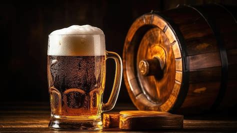 Premium AI Image | A barrel of beer with a beer in it