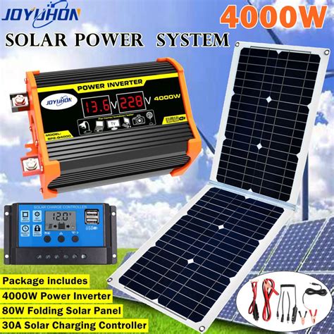 JOYUHON Solar System 4000W Inverter DC12V To AC220V 80W Solar Panel 30A