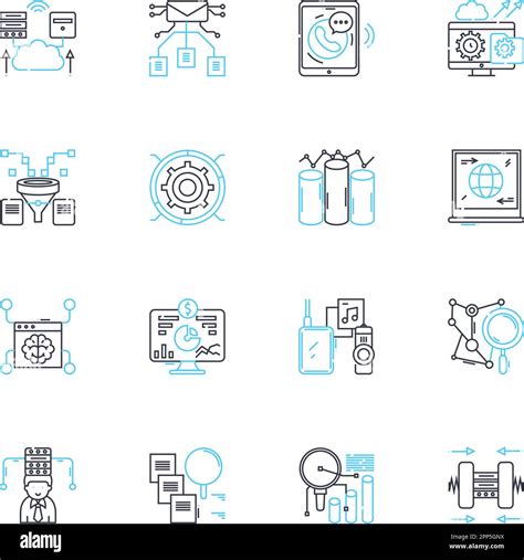 Social Media Monitoring Linear Icons Set Analytics Branding