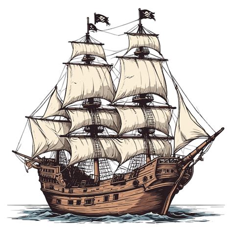 Classic Pirate Ship Sailing The High Seas Premium AI Generated Vector