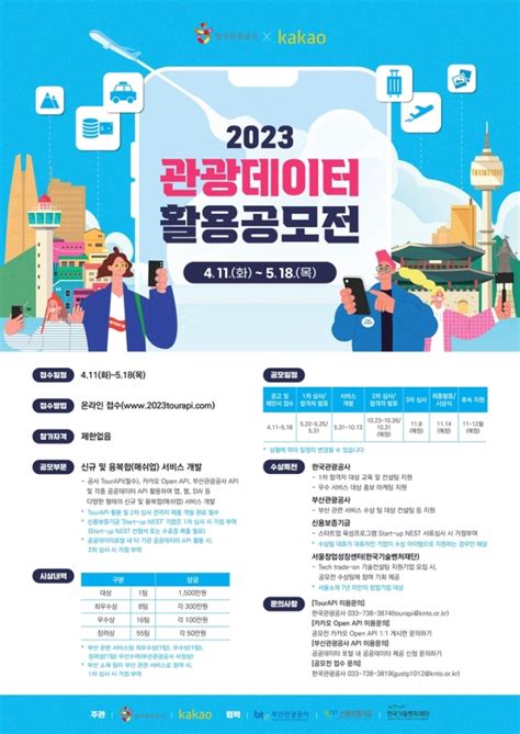 한국관광공사·카카오 2023 관광데이터 활용 공모전 개최 아시아경제