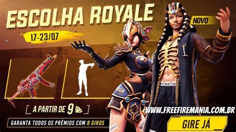 Escolha Royale Free Fire pacote Mano Faraó Totem de Energia e mais