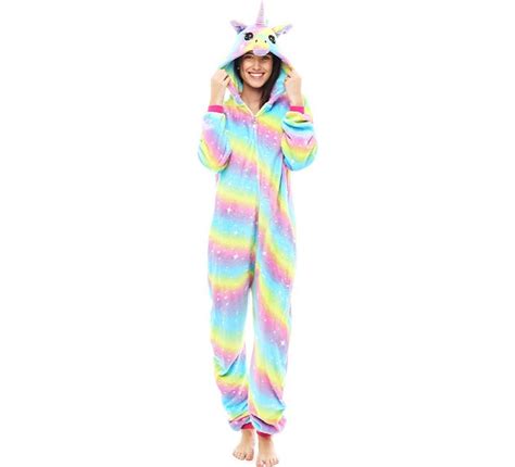 Costume Pigiama Da Unicorno Arcobaleno Per Donna