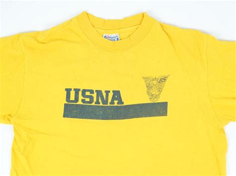 80s US Naval Academy Shirt 1985 USNA T-shirt L Vintage Navy Tshirt Men's Large Yellow Navy ...