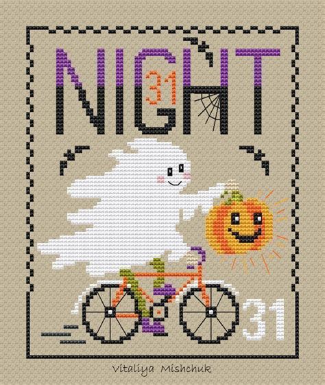 Halloween Ghost Cross Stitch Pattern Pdf Hight Skary Easy Simple