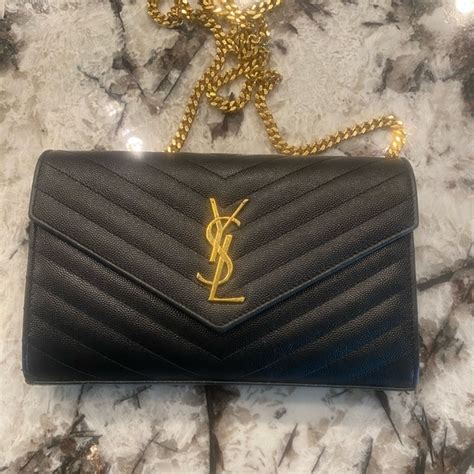 Yves Saint Laurent Bags Black Ysl Cassandre Matelass Chain Wallet Purse Saint Laurent