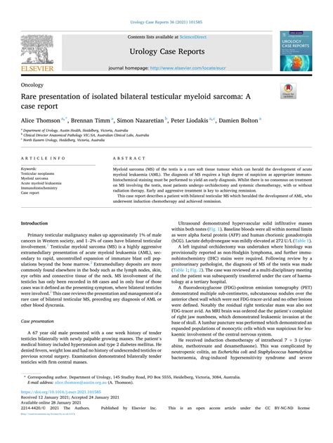 Pdf Rare Presentation Of Isolated Bilateral Testicular Myeloid