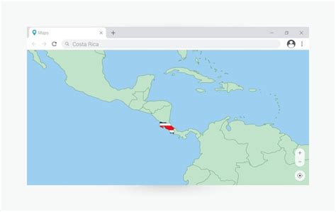 Janela Do Navegador Mapa Da Costa Rica Pesquisando A Costa Rica Na