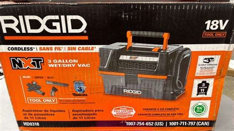 Ridgid 3 Gallon Wetdry Vac W Box Earls Auction Company