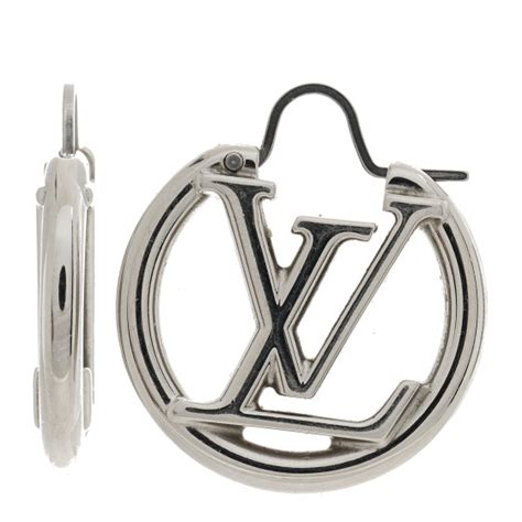 Louis Vuitton Palladium Small Louise Hoop Earrings Silver 1408342