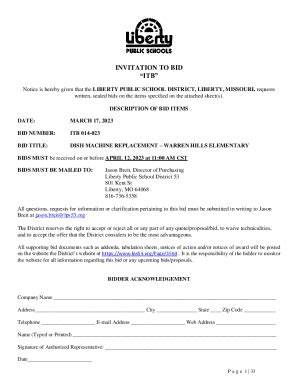 Fillable Online Invitation To Bid Itb Template Fax Email Print