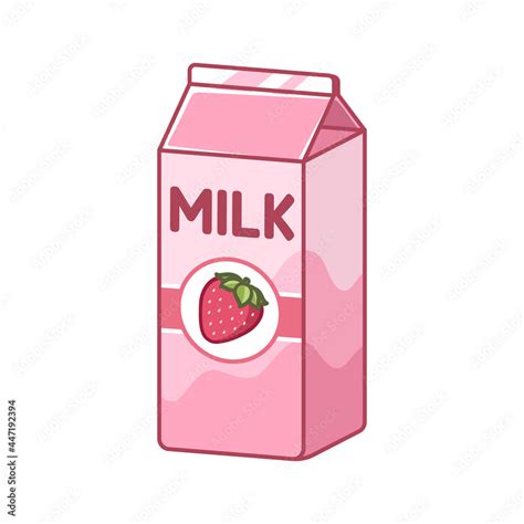 Tall Strawberry Milk Carton Clipart Element Cute Simple Flat Vector Illustration Design