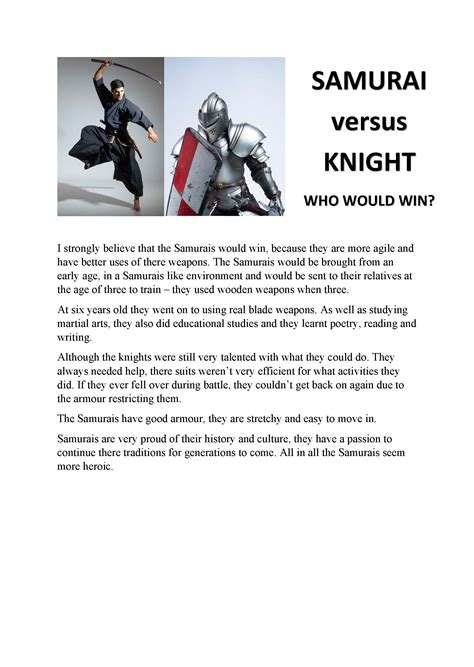 Samurai Vs Knight Who Would Win