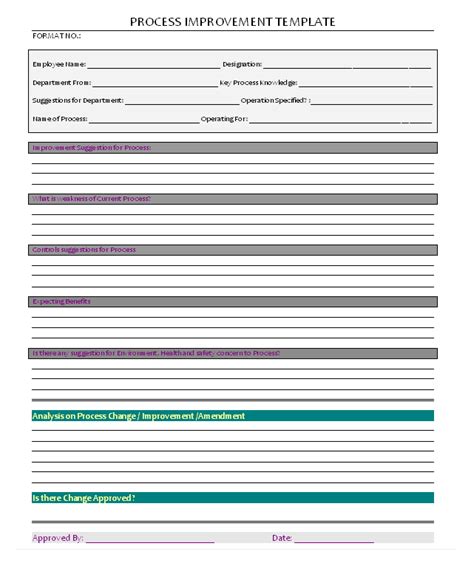 Process Improvement Template Excel | TUTORE.ORG - Master of Documents