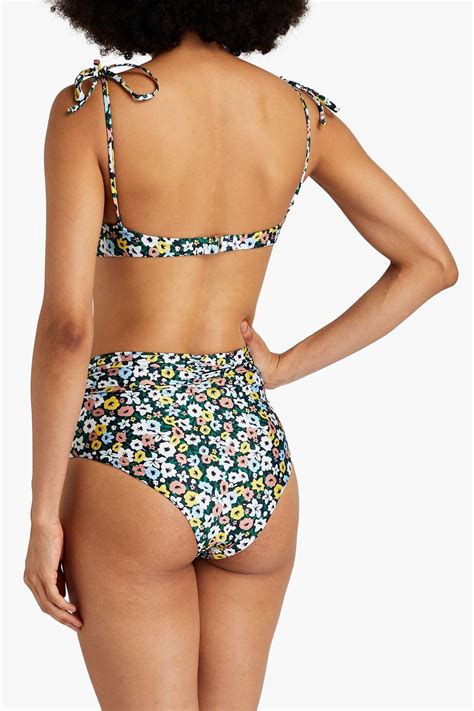 Agua By Agua Bendita Cuba La Fania Marino Floral Print Bikini Top