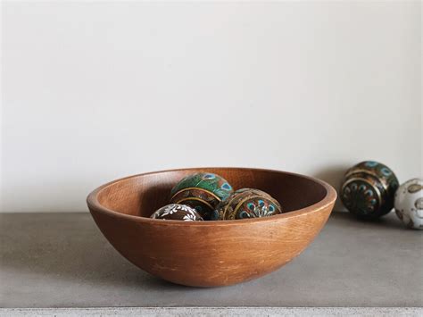 Vintage Large Wood Serving Bowl European Farmhouse Antique Woodcroftery Bowl Large Rustic Wooden