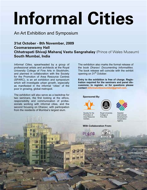 INFORMAL CITIES ART EXHIBITION AND SEMINARS URBAN DESIGN RESEARCH