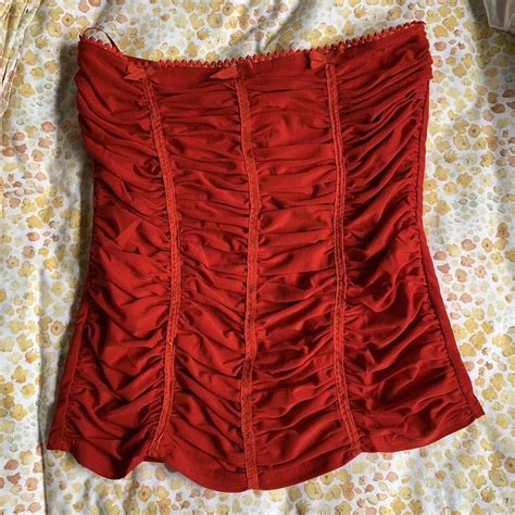 Miss Anne Red Corset Boob Tube New With Tags Size M Depop