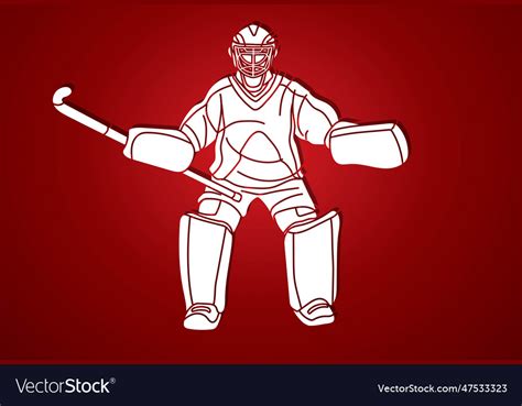 Silhouette Field Hockey Male Player Action Cartoon