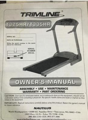 TrimLine Treadmill - T325HR/T335HR --- wire --- owner's manual