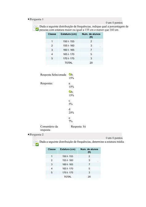 Atividade Tele Aula Ii Estat Stica Aplicada Pergunta Em