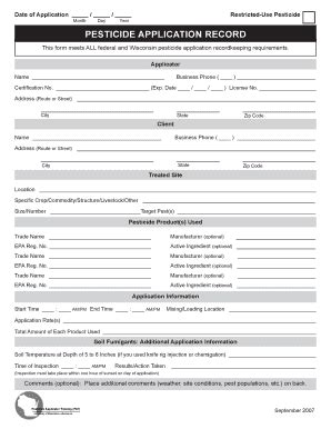 Pesticide Application Record Template Uk Fill And Sign