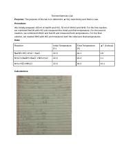 Thermochemistry Lab Docx Thermochemistry Lab Purpose The Purpose Of