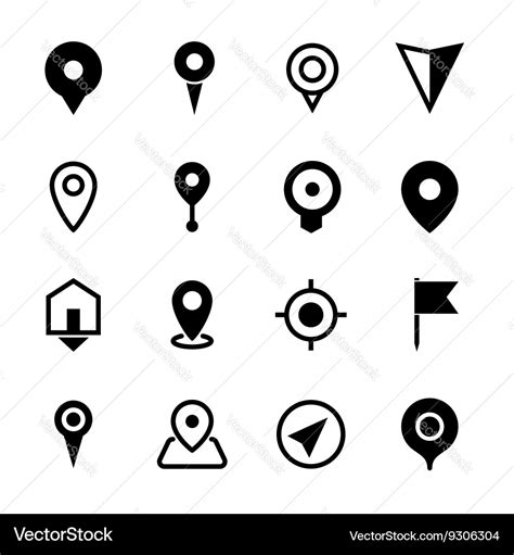 Map Location Icons Set Of Pointers Symbols Vector Image