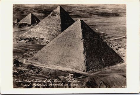 Egypt Cairo Aerial View Of The Keops Khephren Pyramids Of Giza Vintage