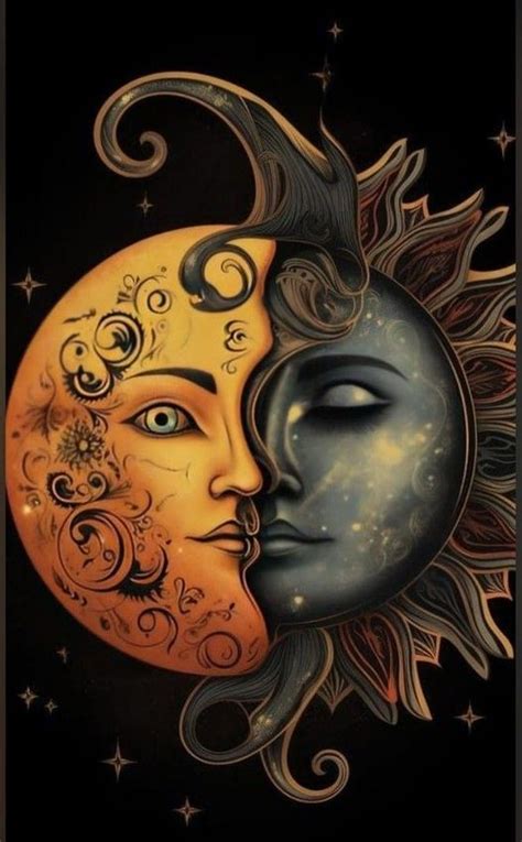 Moon Lovers I Love This ️🧡🌞🌜 Facebook Moon Stars Art Sun And Moon Drawings Sun Art